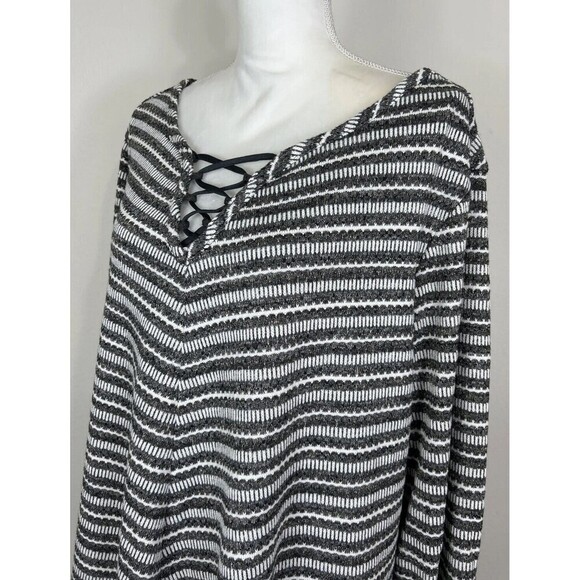 Avenue Dark Gray and White Stripe Pullover Sweater Plus Size 22/24 - Picture 11 of 12